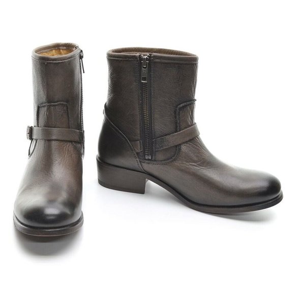 Frye Lynn Strap Short Leather Moto Chelsea Boot 6 M New - Picture 2 of 6